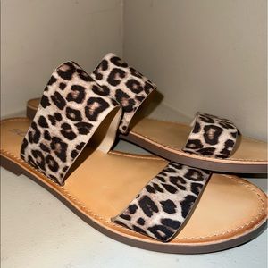 Soda Leopard Print Flat Sandals